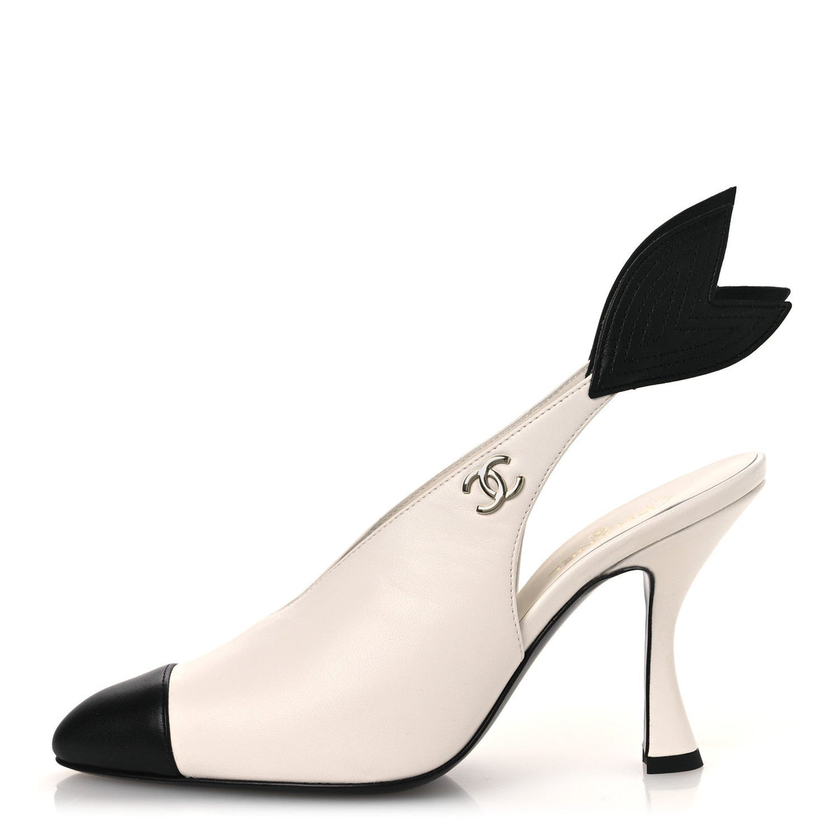 Lambskin Slingback Pumps 36.5 White Black