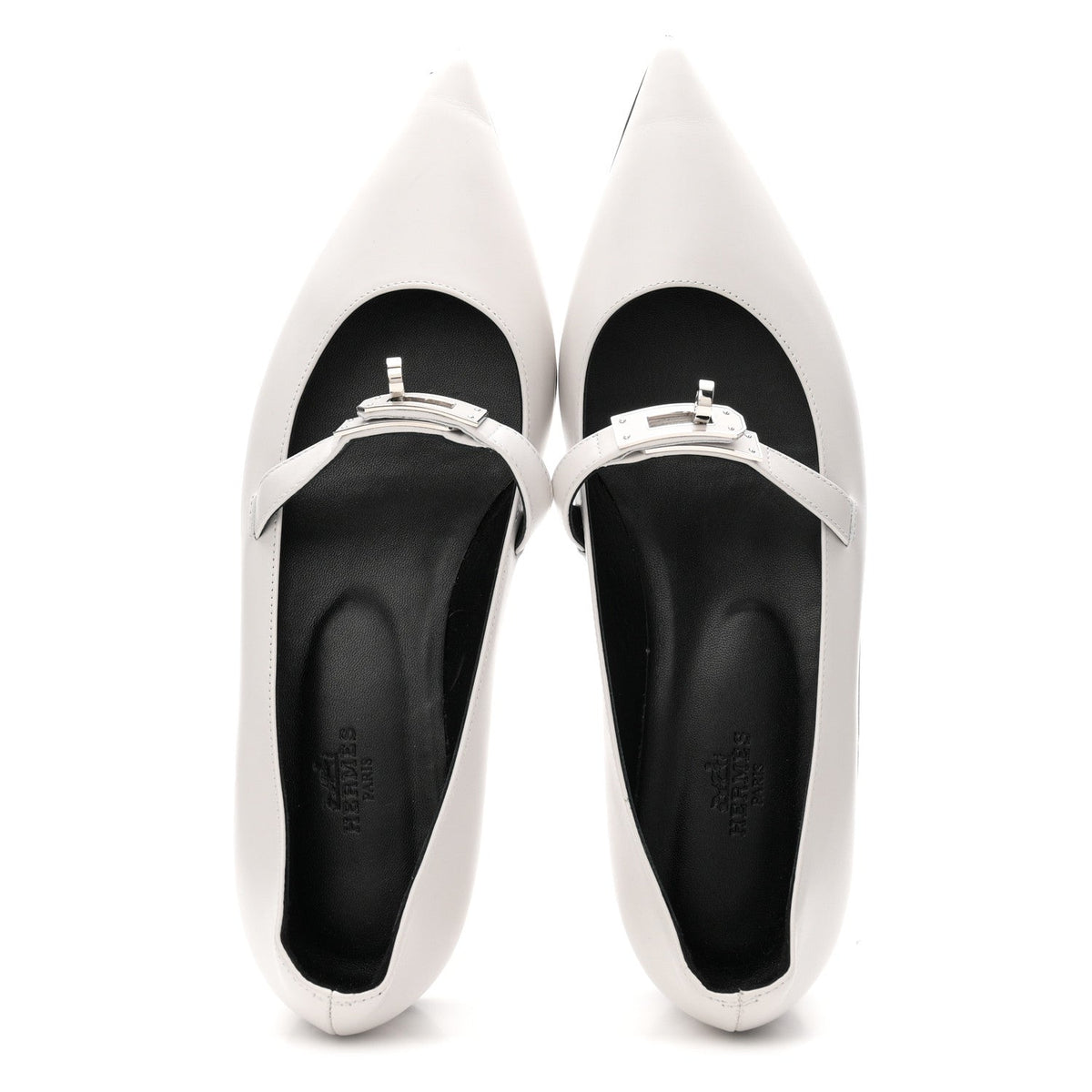 Calfskin Kelly Ballet Flat 38 Gris Clair