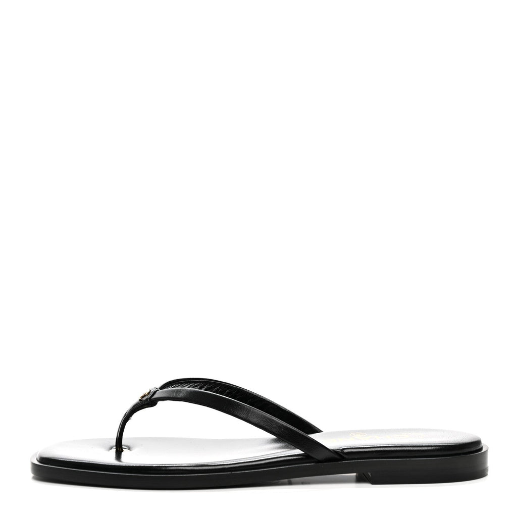 Goatskin CC Times Square Thong Sandals 37.5 Black