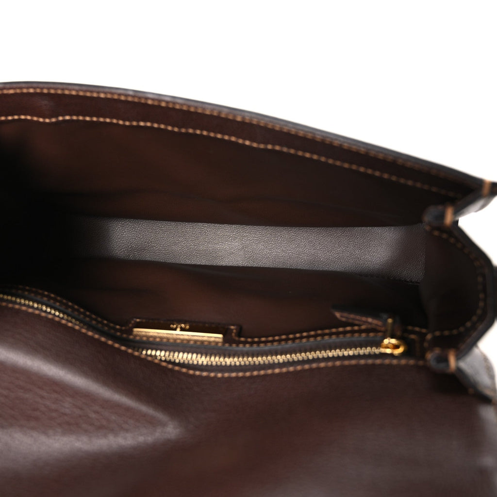 Monogram Medium Ristretto Horsebit Flap Shoulder Bag Sand Brown