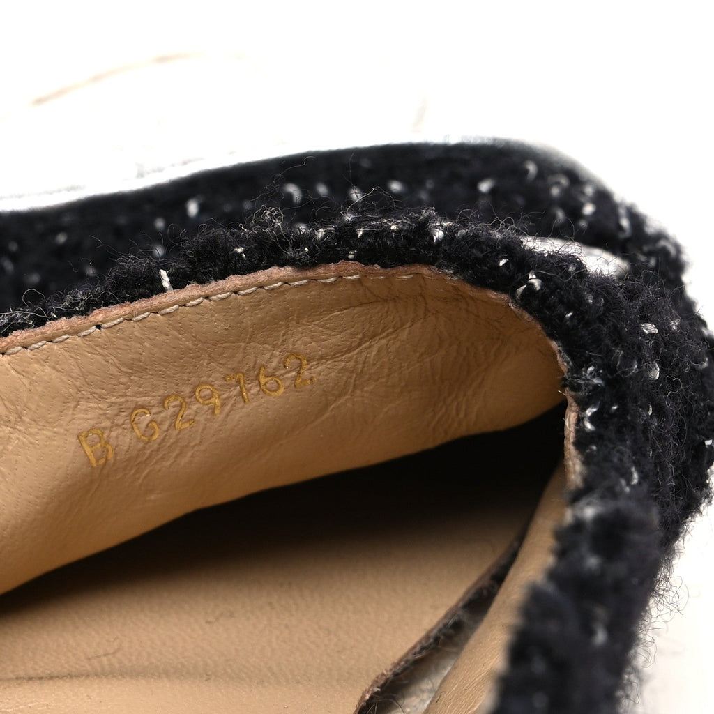 Metallic Lambskin Tweed CC Espadrilles 37 Black Silver