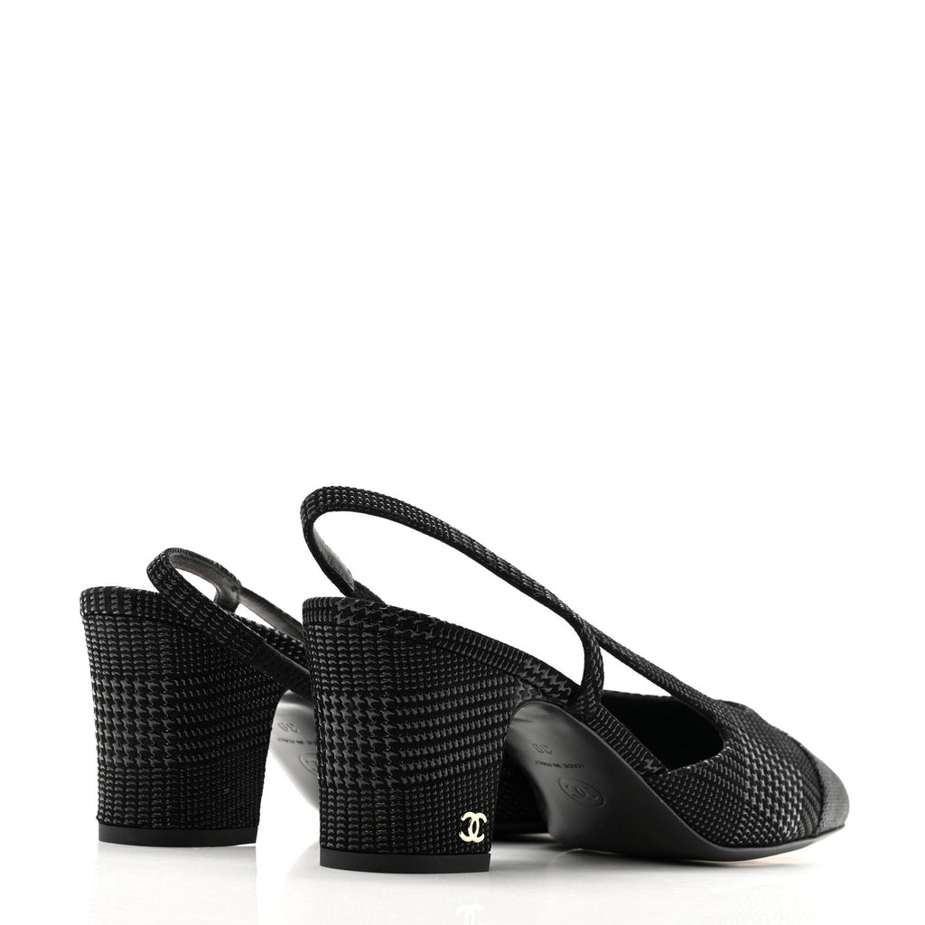 Suede Kidskin Cap Toe CC Slingback Pumps 39 Black