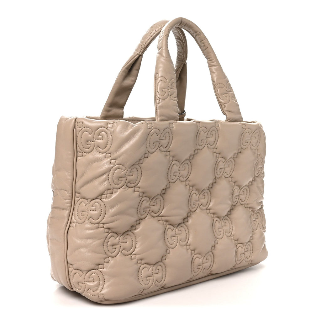 Calfskin GG Matelasse Large Tote Beige
