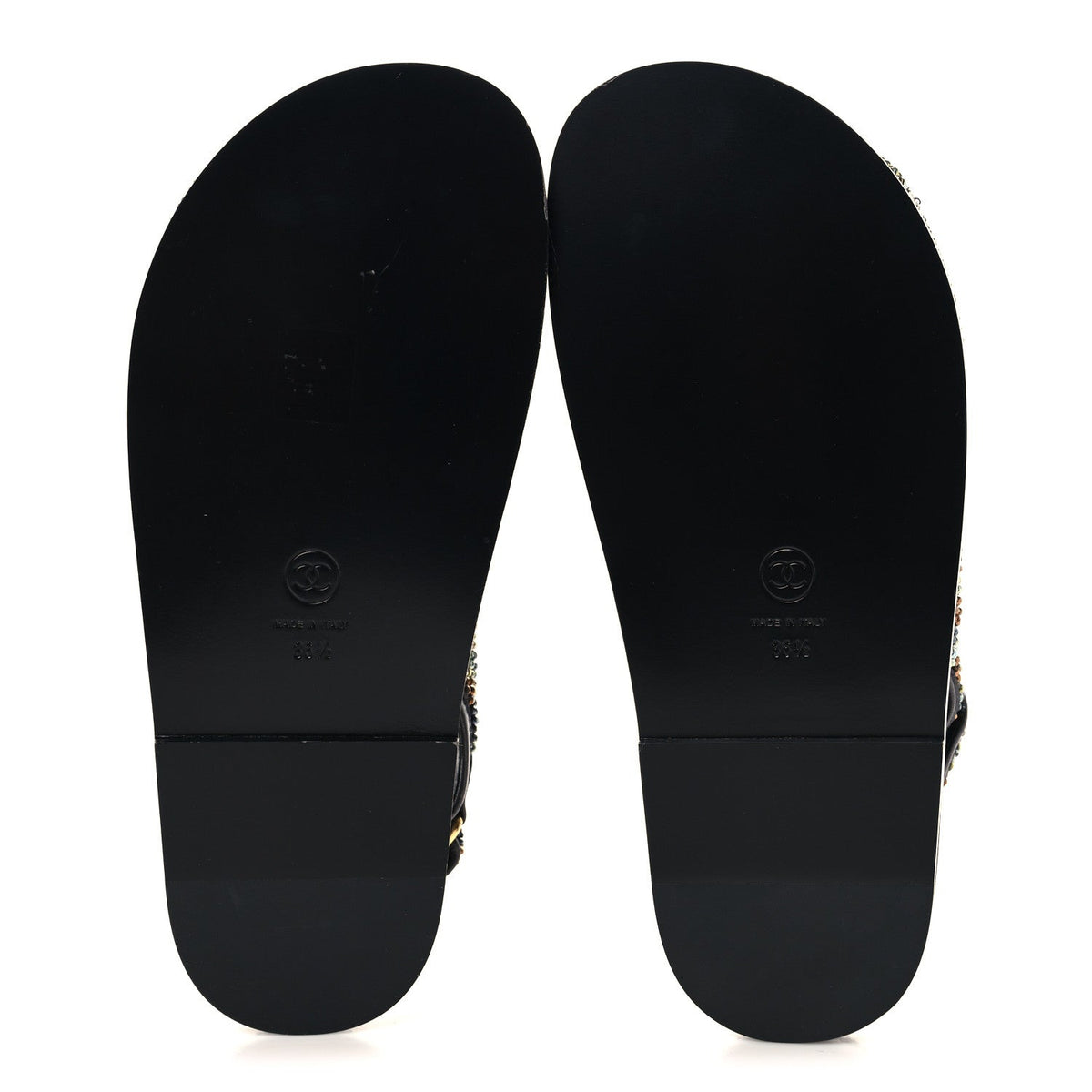 Grained Calfskin Crystal Velcro Dad Sandals 36.5 Black Multicolor