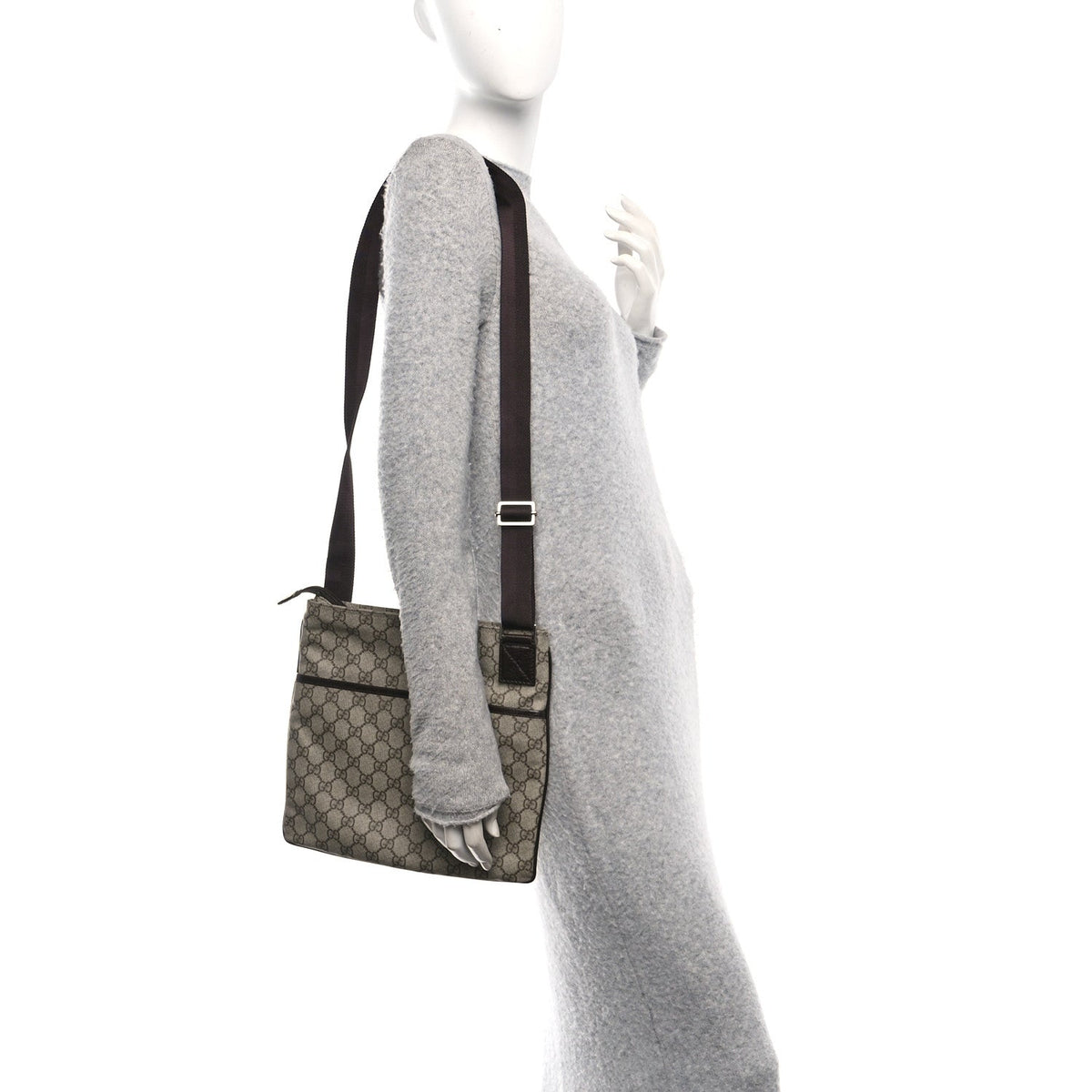 GG Plus Monogram Medium Flat Messenger Bag Dark Brown