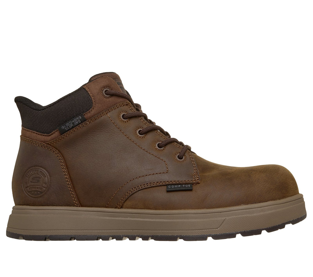 Skechers Slip-ins Work Safety Toe: Cliff, BROWN