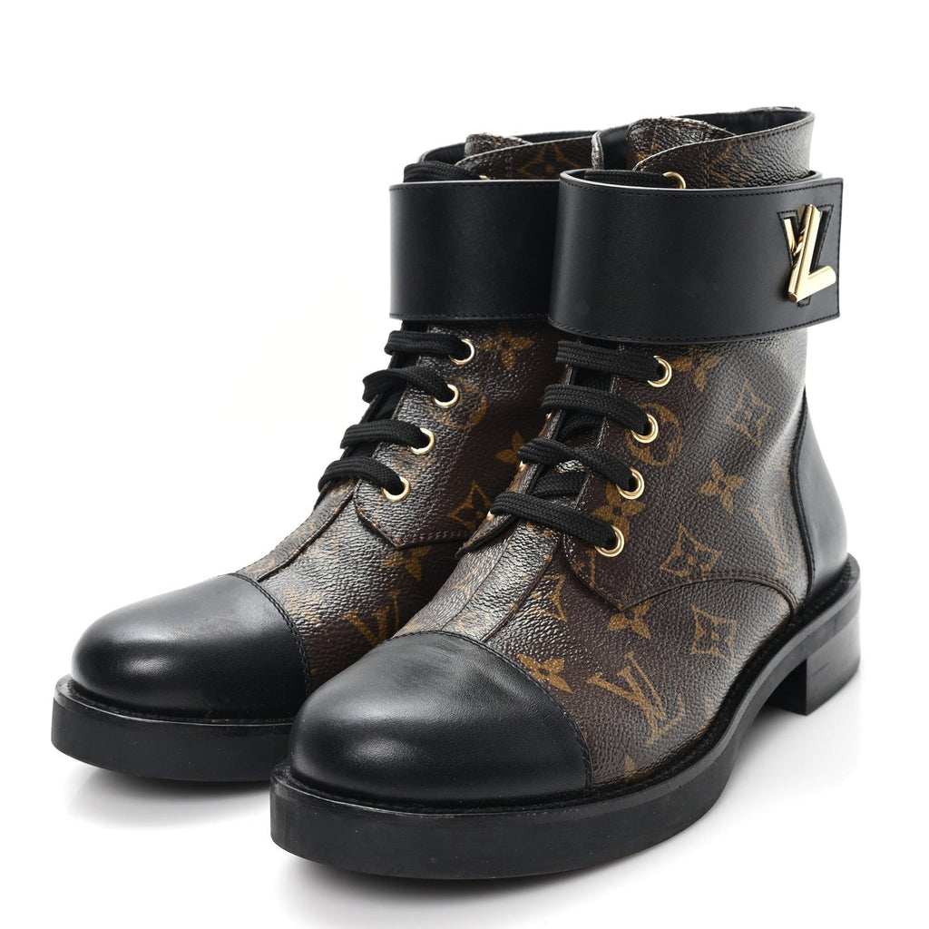 Calfskin Monogram Wonderland Flat Ranger Boots 38 Black
