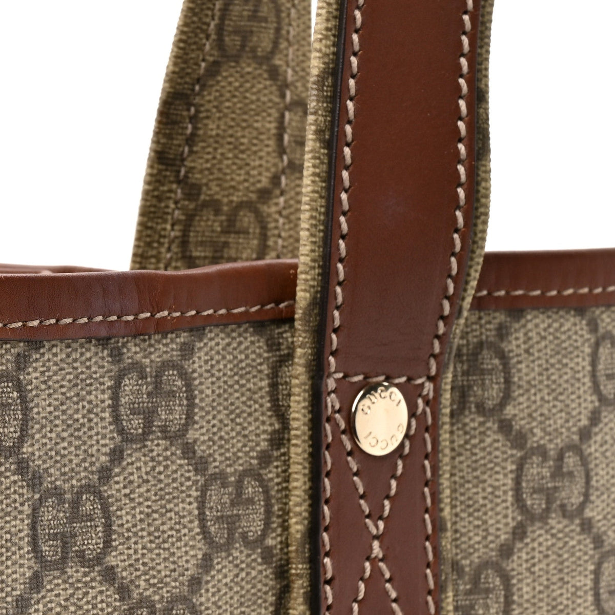 GG Plus Monogram Small Signature Web Loop Vertical Tote Light Brown