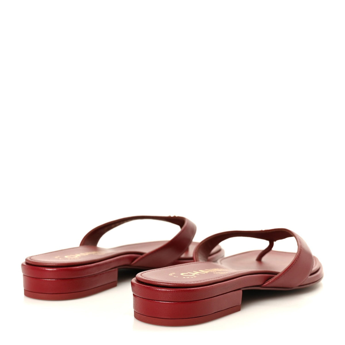 Lambskin CC Thong Sandals 37 Burgundy