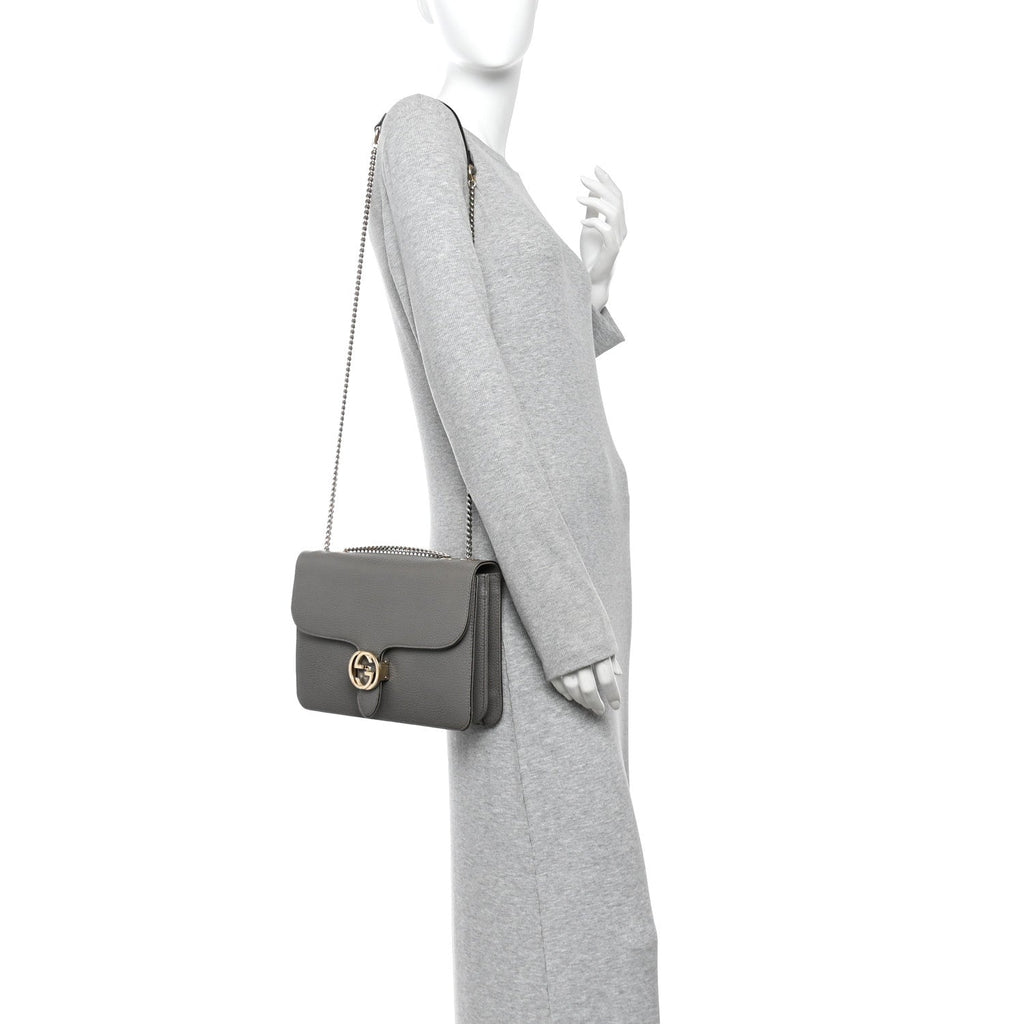 Dollar Calfskin Interlocking G Shoulder Bag Loess
