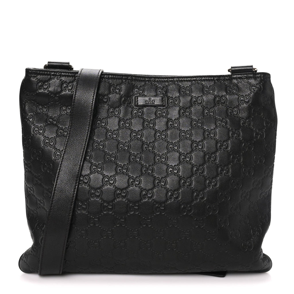 Guccissima Medium Flat Messenger Bag Black