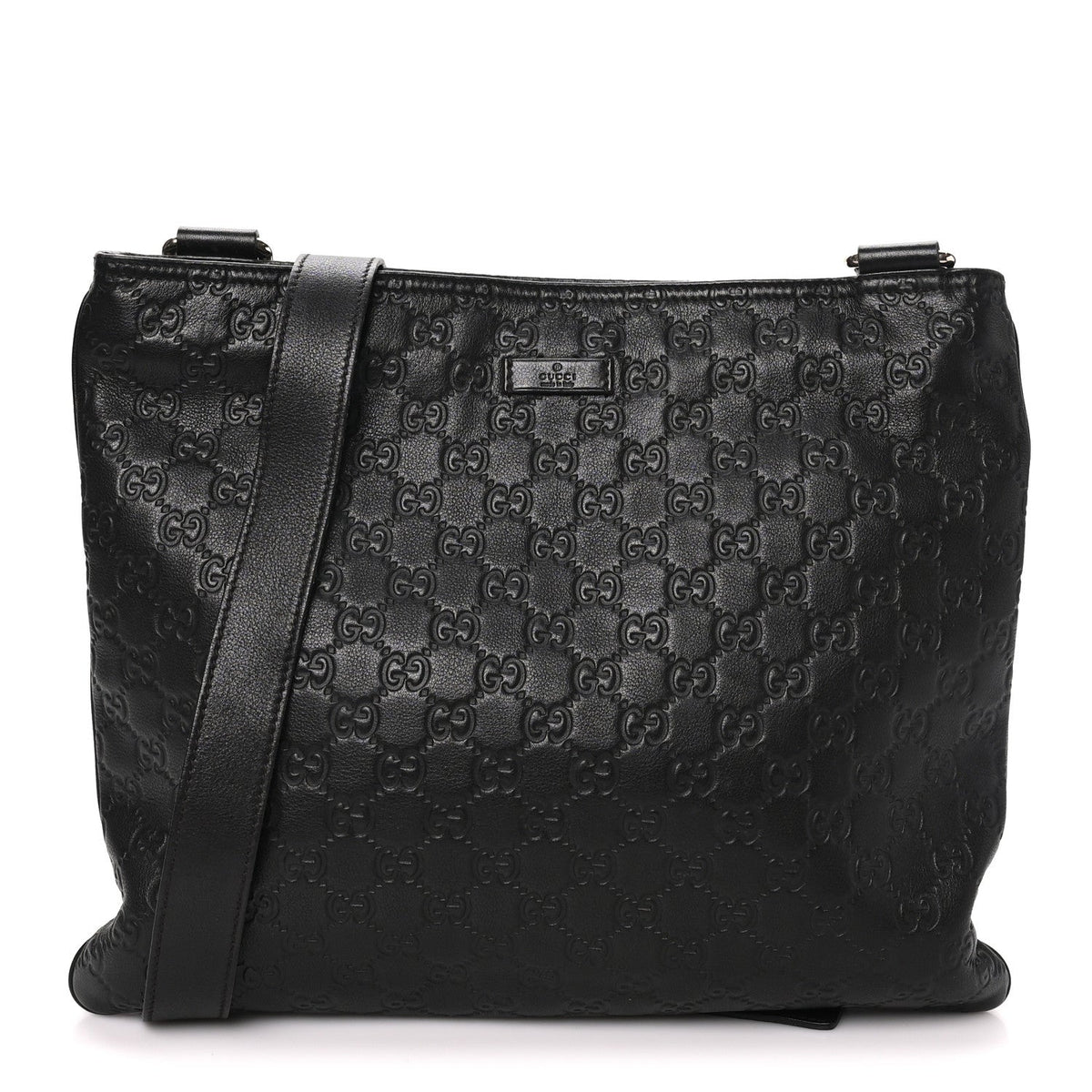 Guccissima Medium Flat Messenger Bag Black