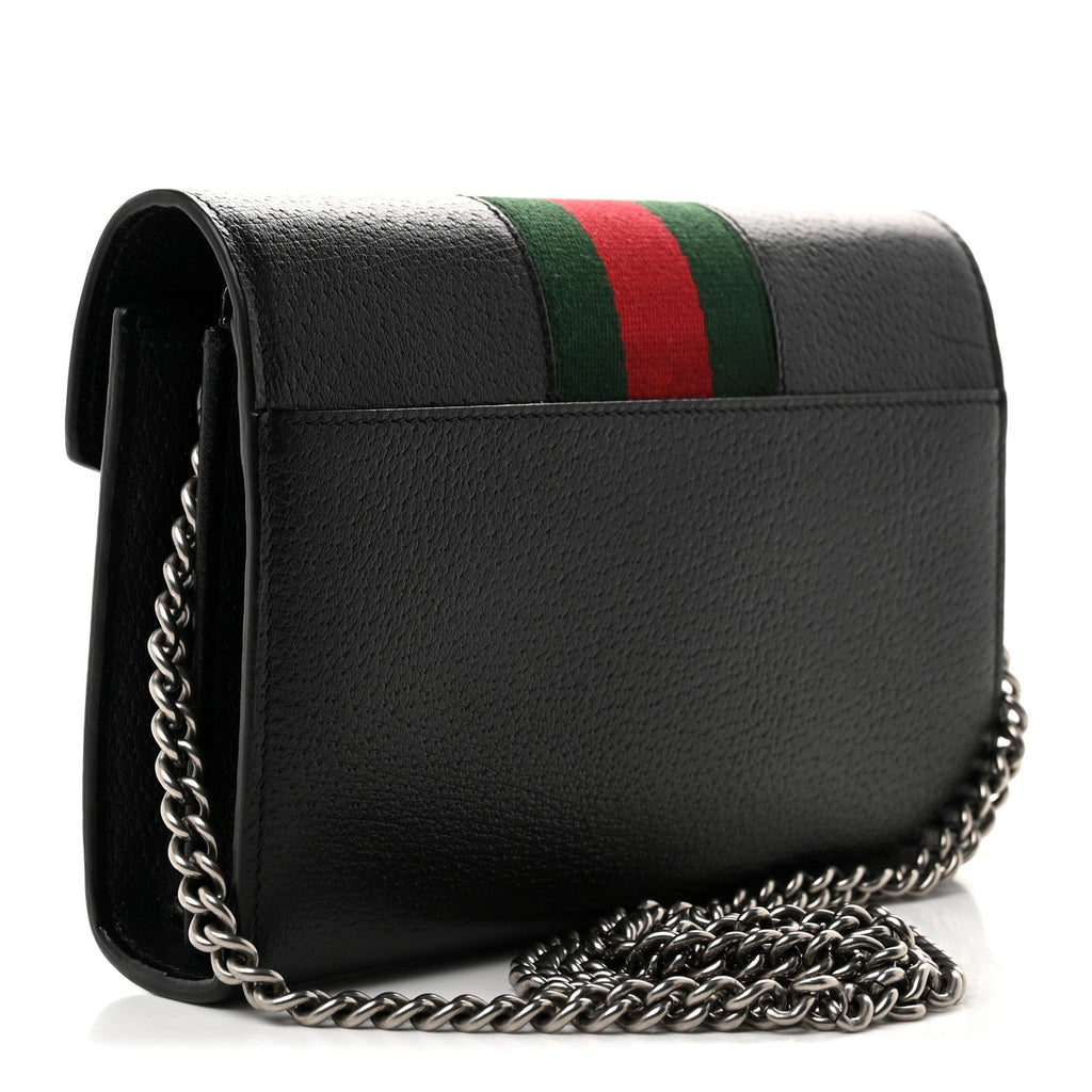 Calfskin Web Mini Dionysus Chain Wallet Black