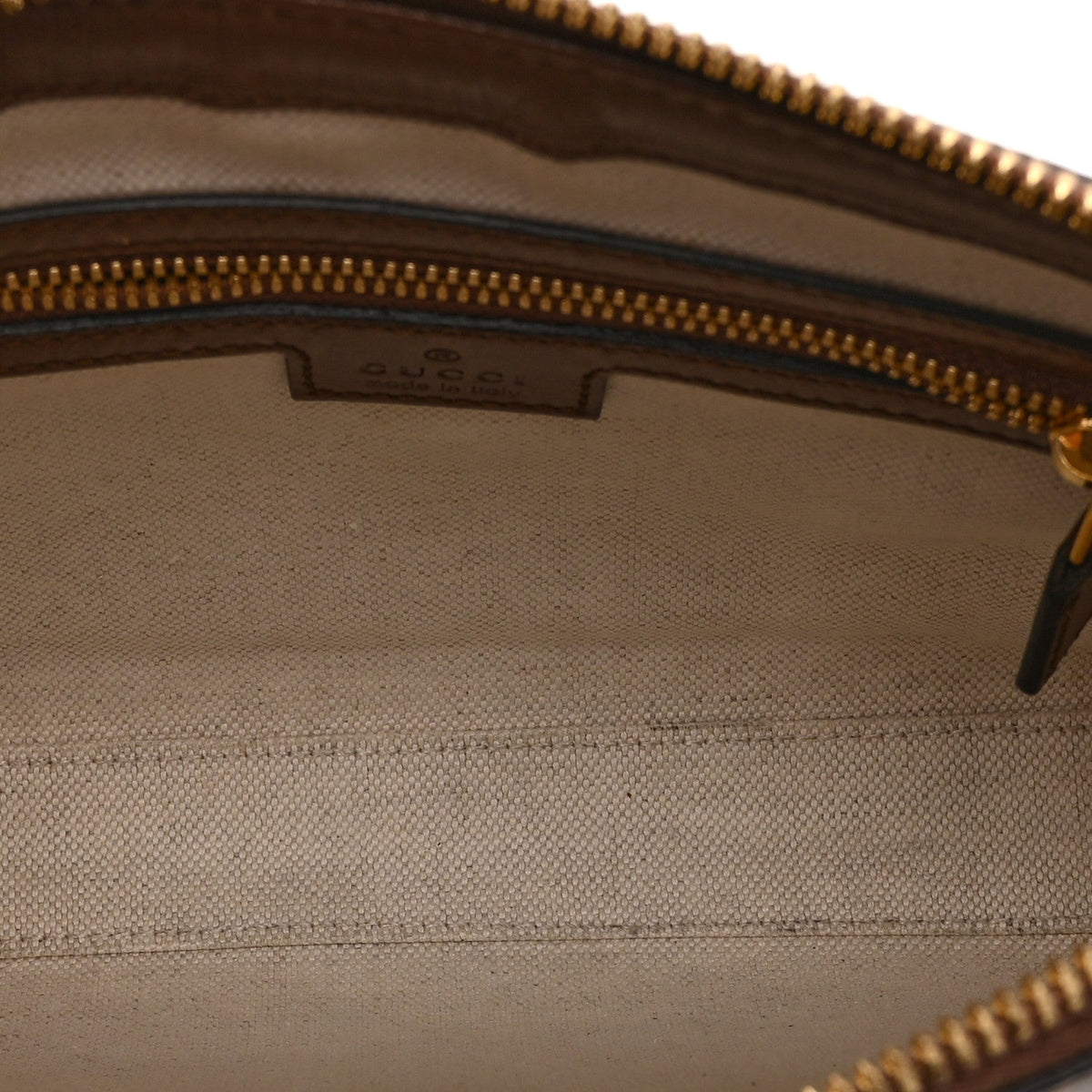 GG Supreme Monogram Azalea Calfskin Small Retro Interlocking G Wristlet Messenger Bag Beige Ebony Brown Sugar