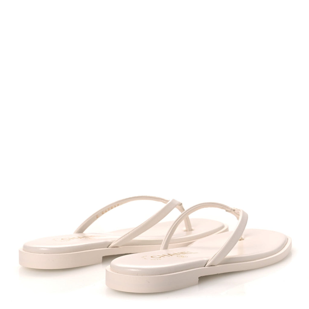 Goatskin CC Times Square Thong Sandals 37 Beige