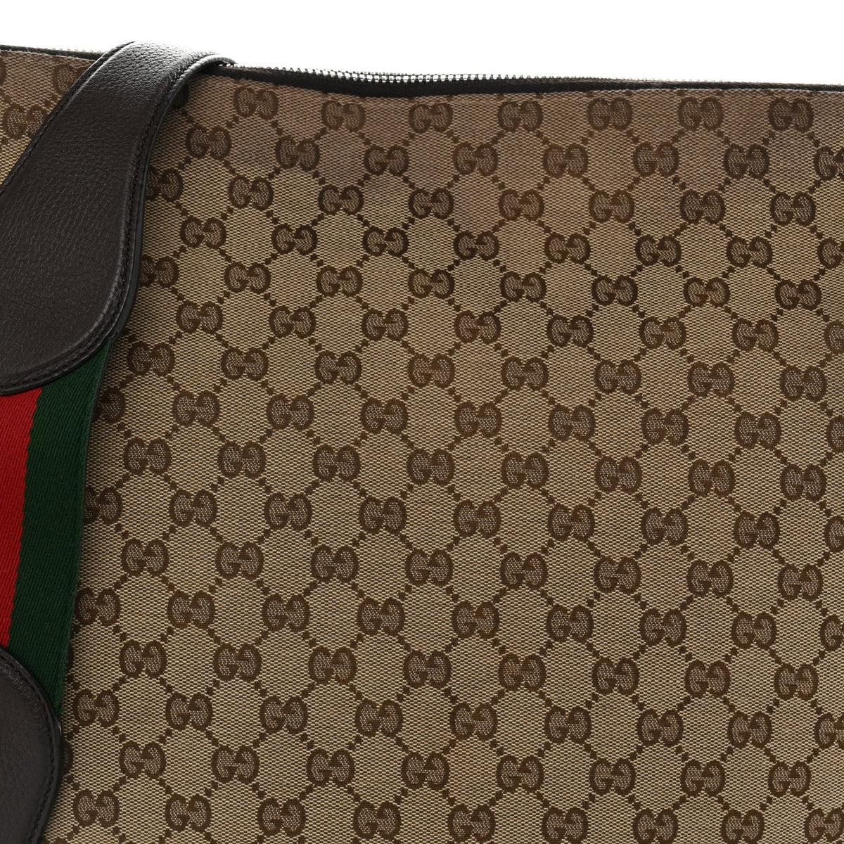 Monogram Calfskin Web Large Shoulder Bag Beige Brown