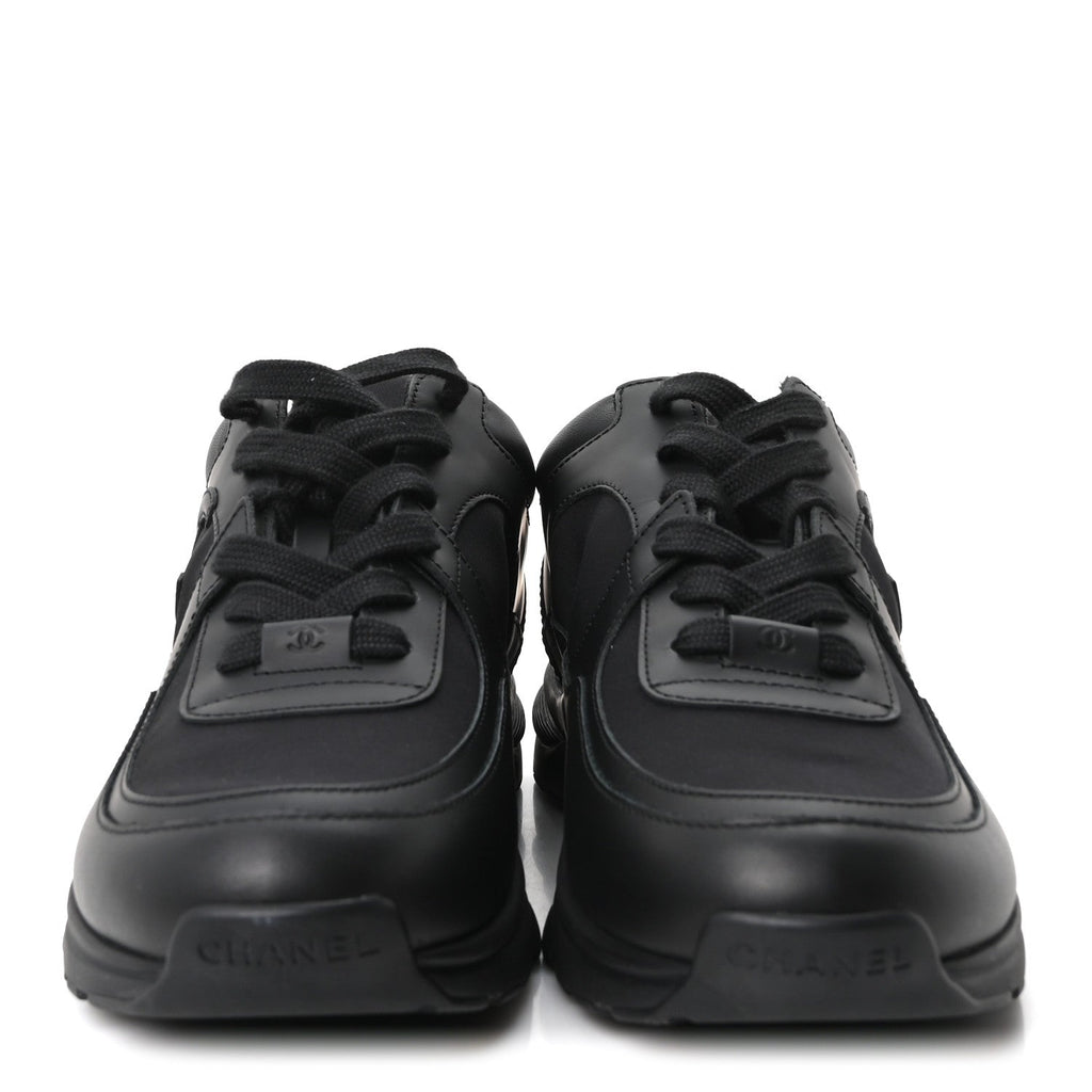 Lambskin Fabric CC Uniform Sneakers 41 Black