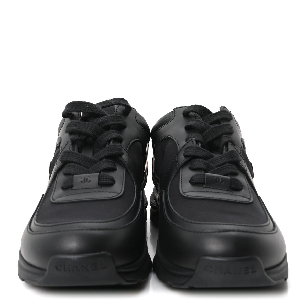 Lambskin Fabric CC Uniform Sneakers 41 Black