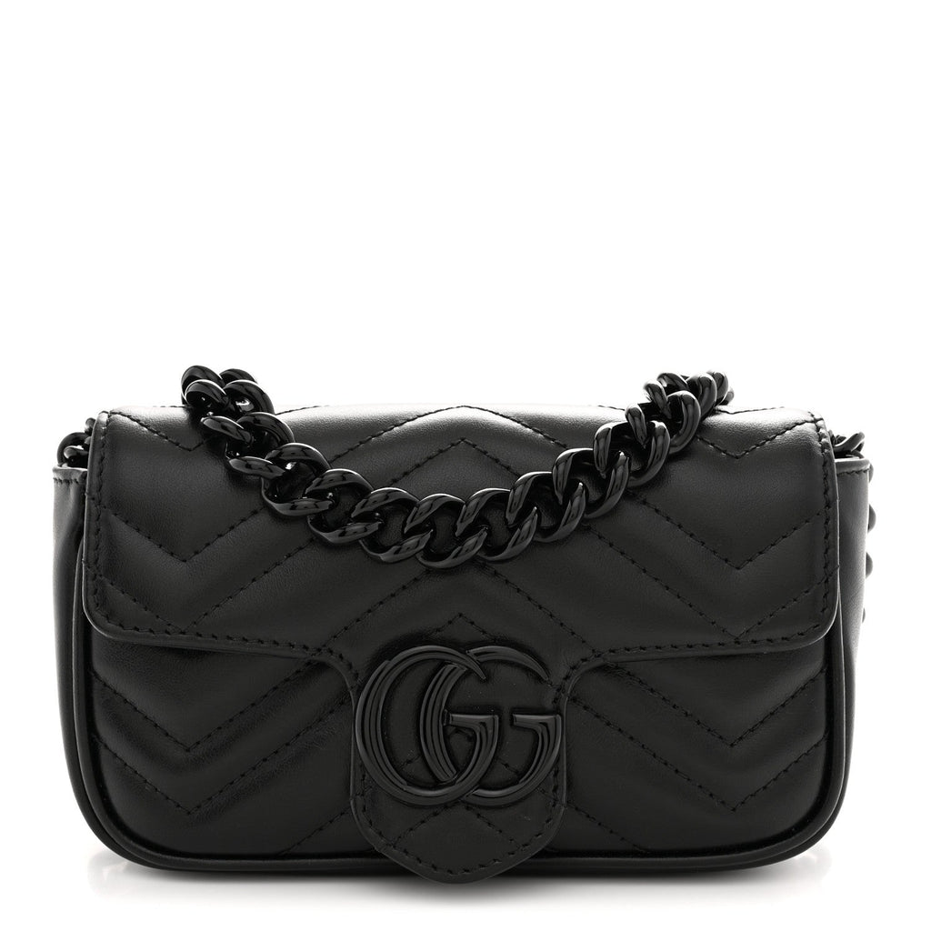 Calfskin Matelasse Monochrome GG Marmont Chain Belt Bag Black