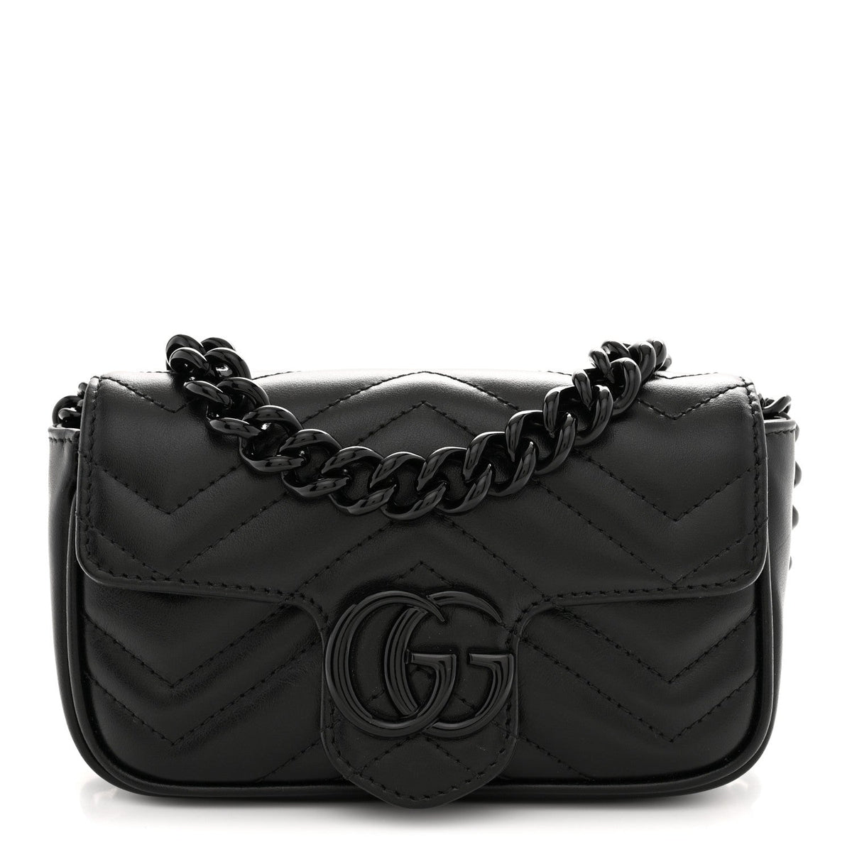 Calfskin Matelasse Monochrome GG Marmont Chain Belt Bag Black