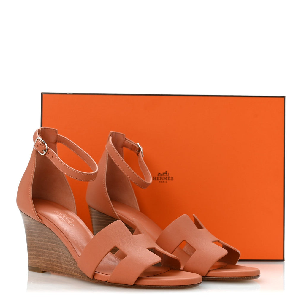 Calfskin Legend Wedge Sandals 36 Rouge Blush