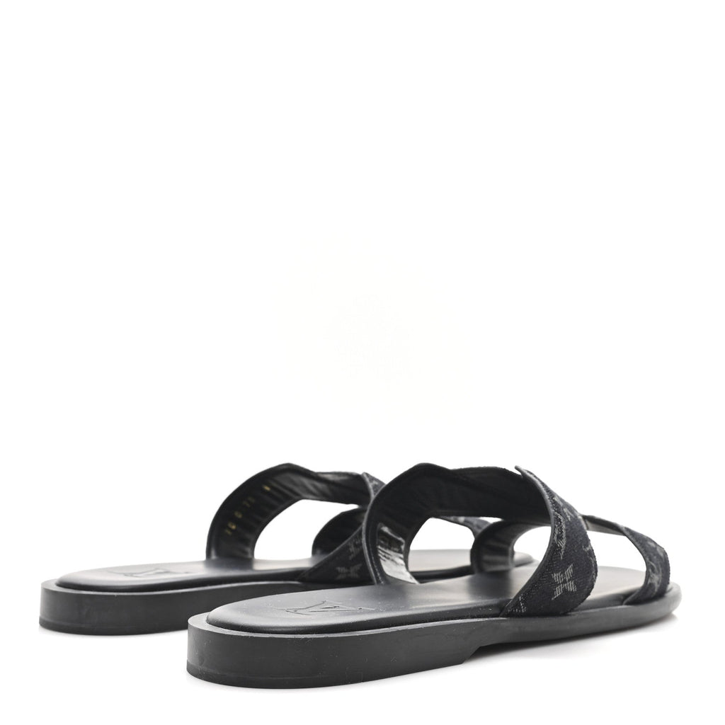 Monogram Denim Mens LV Oasis Mules 8.5 Black