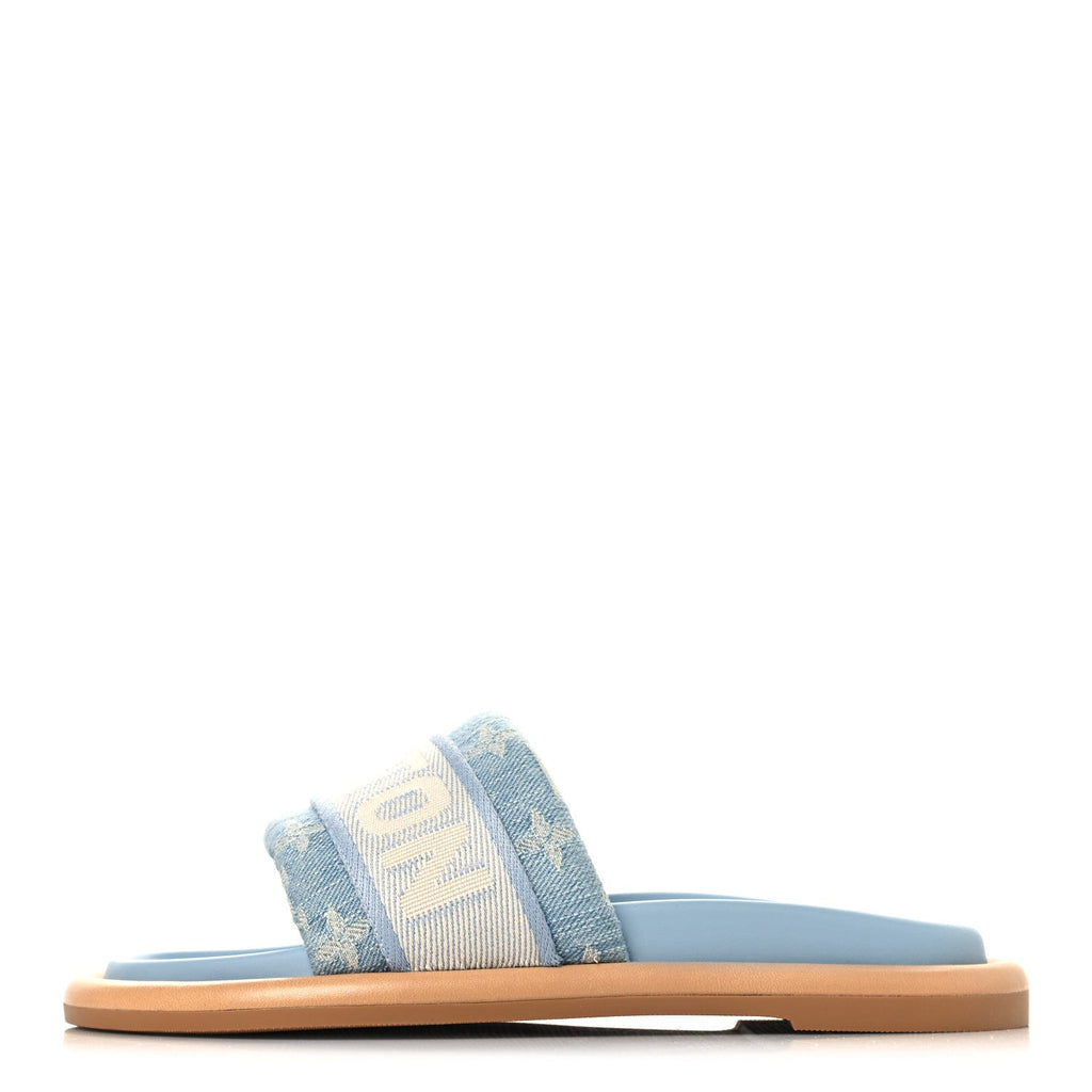 Monogram Denim LV Bliss Womens Comfort Mules 36 Turquoise
