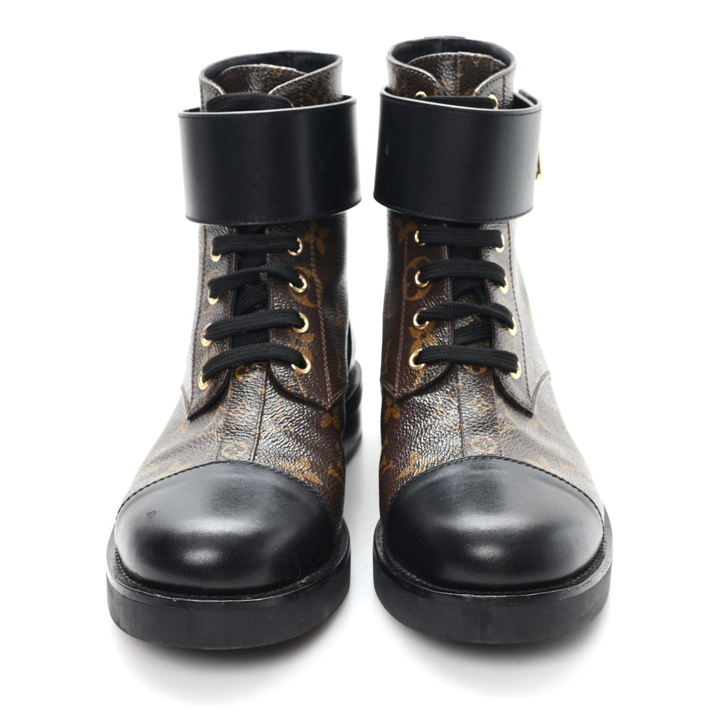 Calfskin Monogram Wonderland Flat Ranger Boots 38 Black