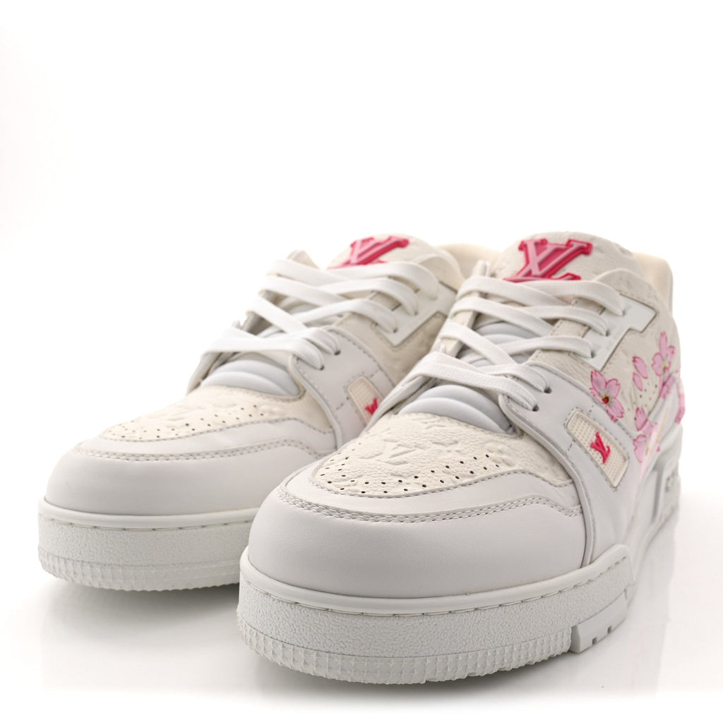 LV X TM Embossed Monogram Cherry Blossom LV Trainer Sneakers 41 White