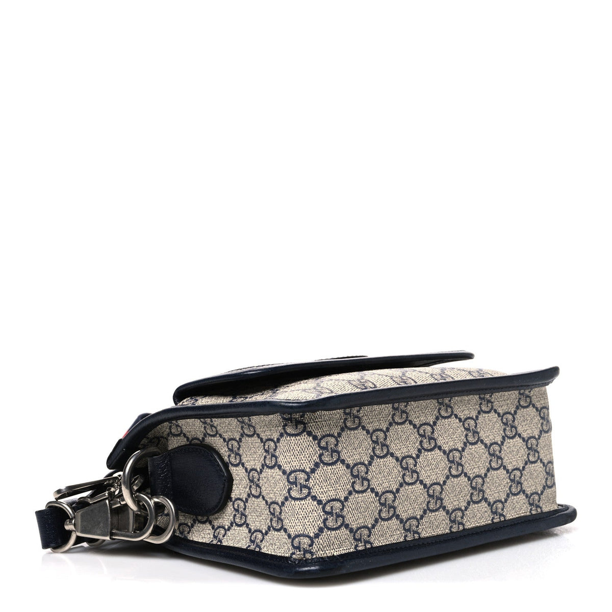 GG Supreme Monogram Azalea Calfskin Retro Interlocking G Wristlet Messenger Bag Beige Blue