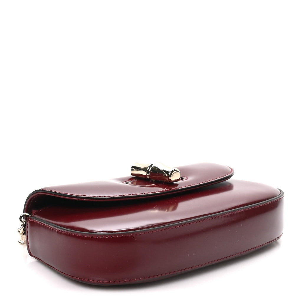 Shiny Calfskin Small Bamboo Night Bag Rosso Ancora