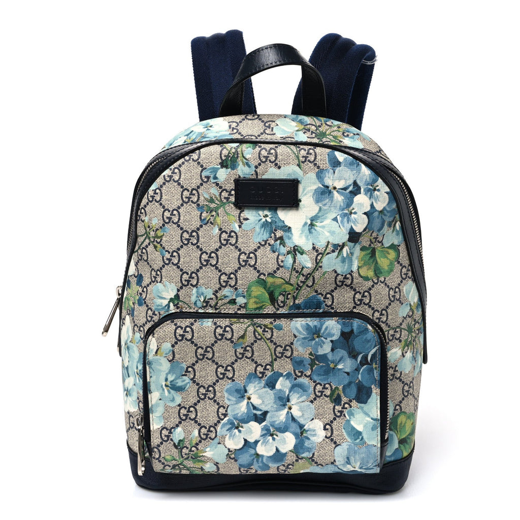 GG Supreme Monogram Blooms Small Day Backpack Blue