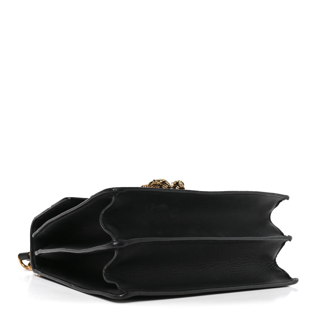 Moon Calfskin Bamboo Web Medium Dionysus Top Handle Bag Black Bright Evergreen Hibiscus Red
