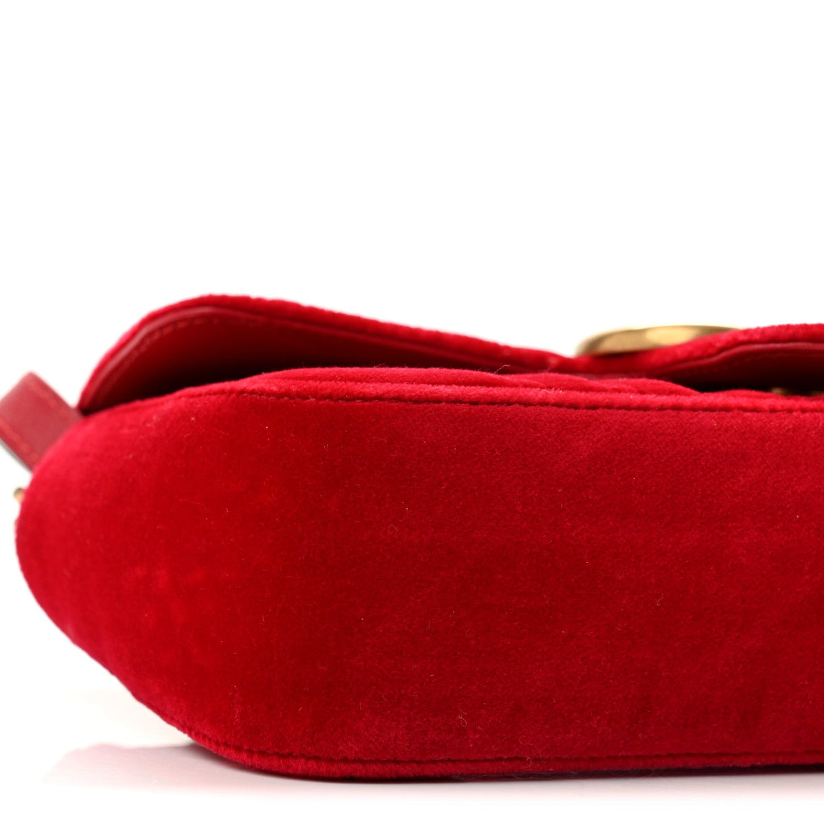 Velvet Matelasse Mini GG Marmont Shoulder Bag Hibiscus Red