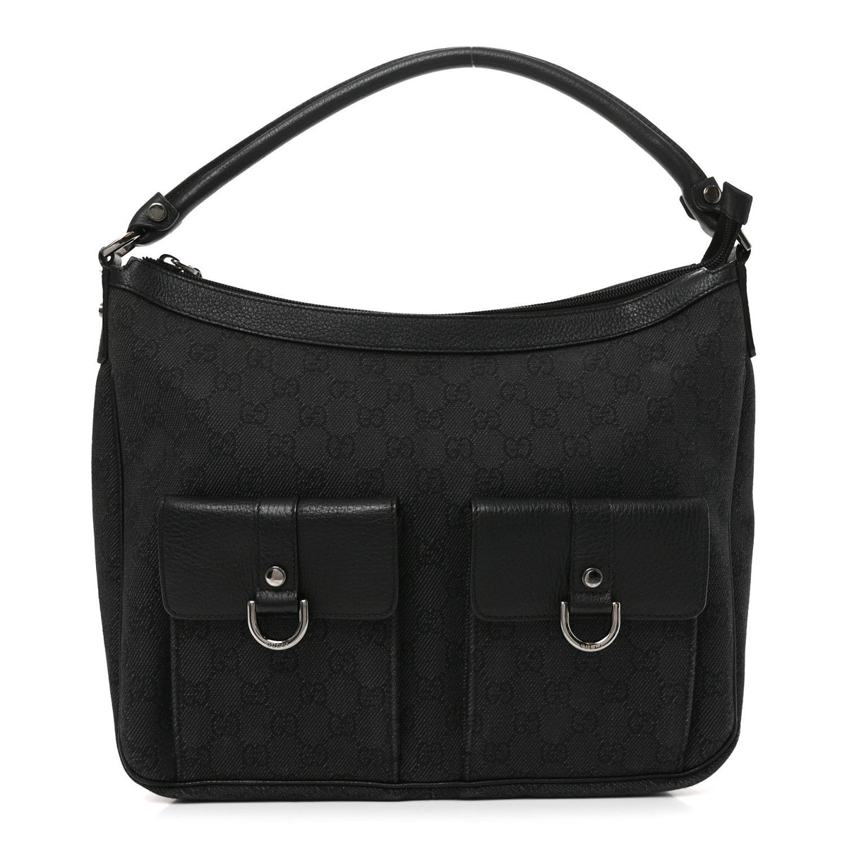 Monogram Medium Abbey Pocket Hobo Tote Black