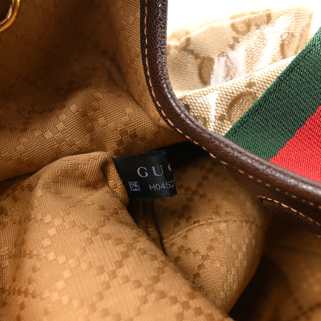 Varnished Monogram Web Small Giglio Tote Sand Dark Brown