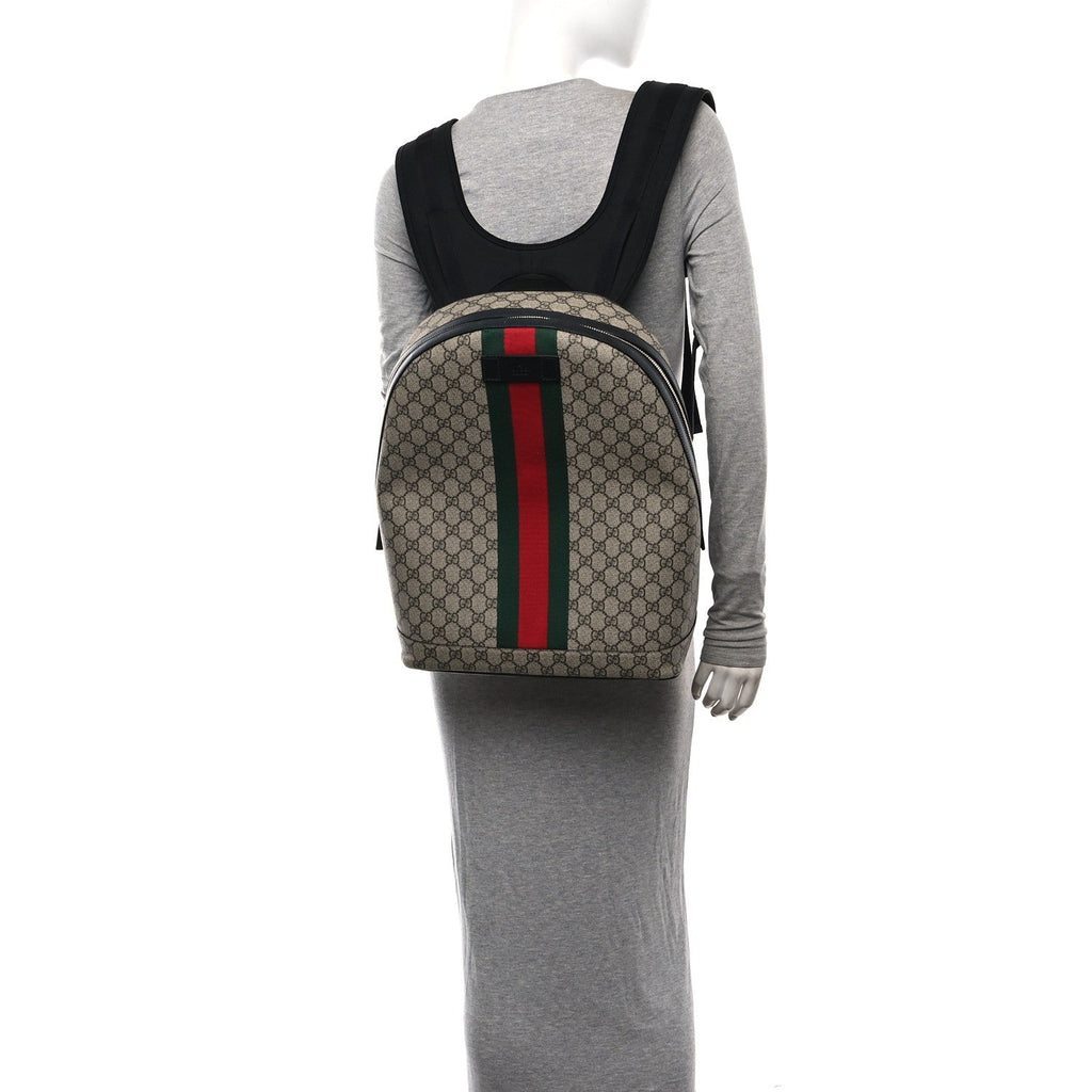 GG Supreme Monogram Web Dome Backpack Black
