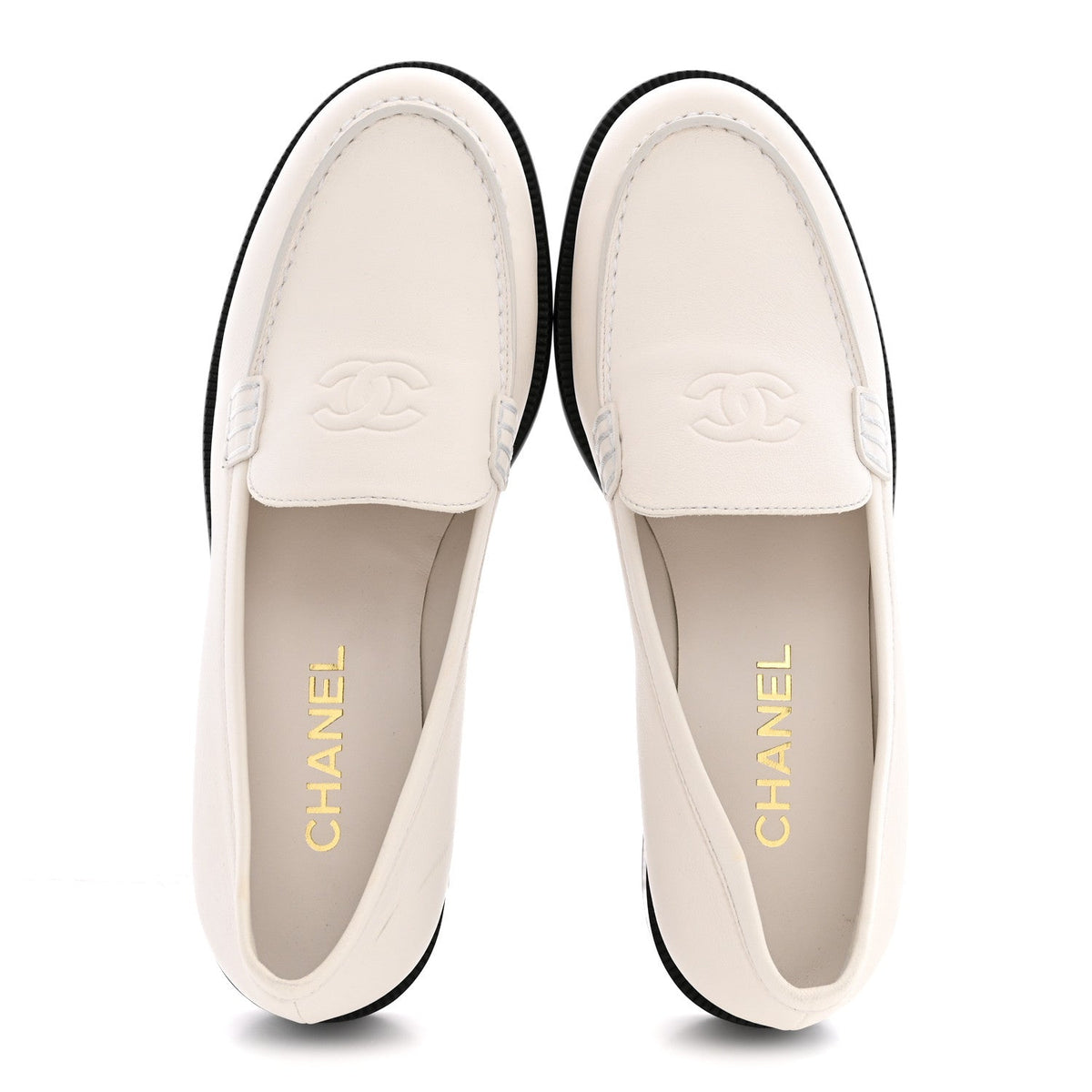 Lambskin CC Mocassin Loafers 38.5 White