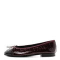 Patent Calfskin Crocodile Embossed Ballerina Flats 36.5 Dark Burgundy Black