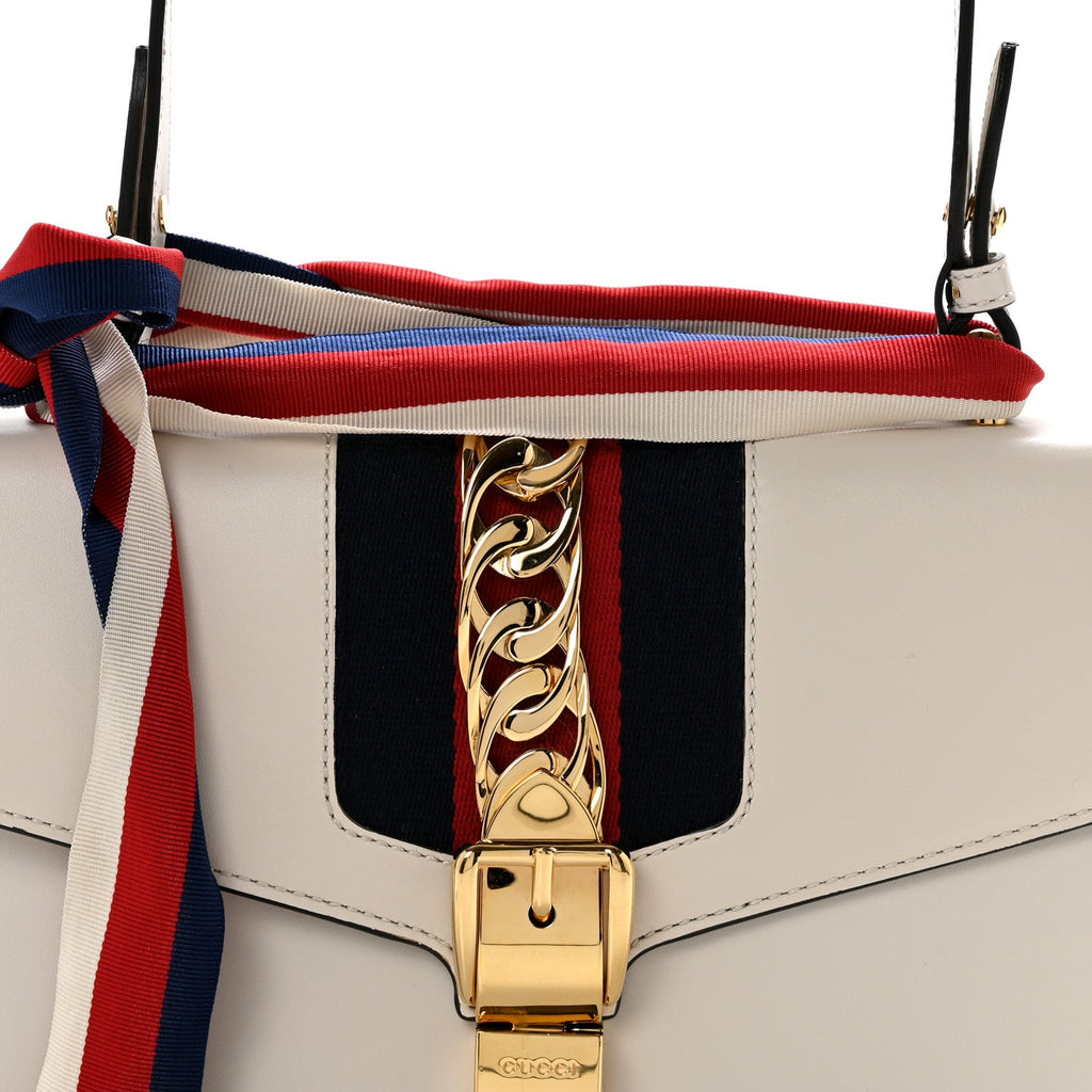 Calfskin Small Sylvie Shoulder Bag Off White