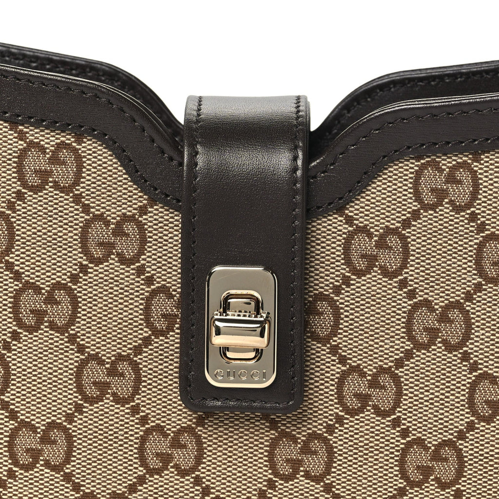Calfskin Monogram Mini Moon Side Shoulder Bag Brown