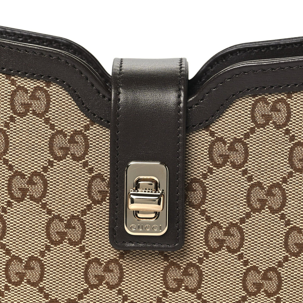 Calfskin Monogram Mini Moon Side Shoulder Bag Brown