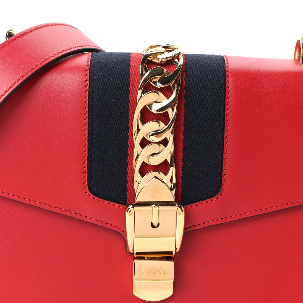 Calfskin Small Sylvie Shoulder Bag Hibiscus Red