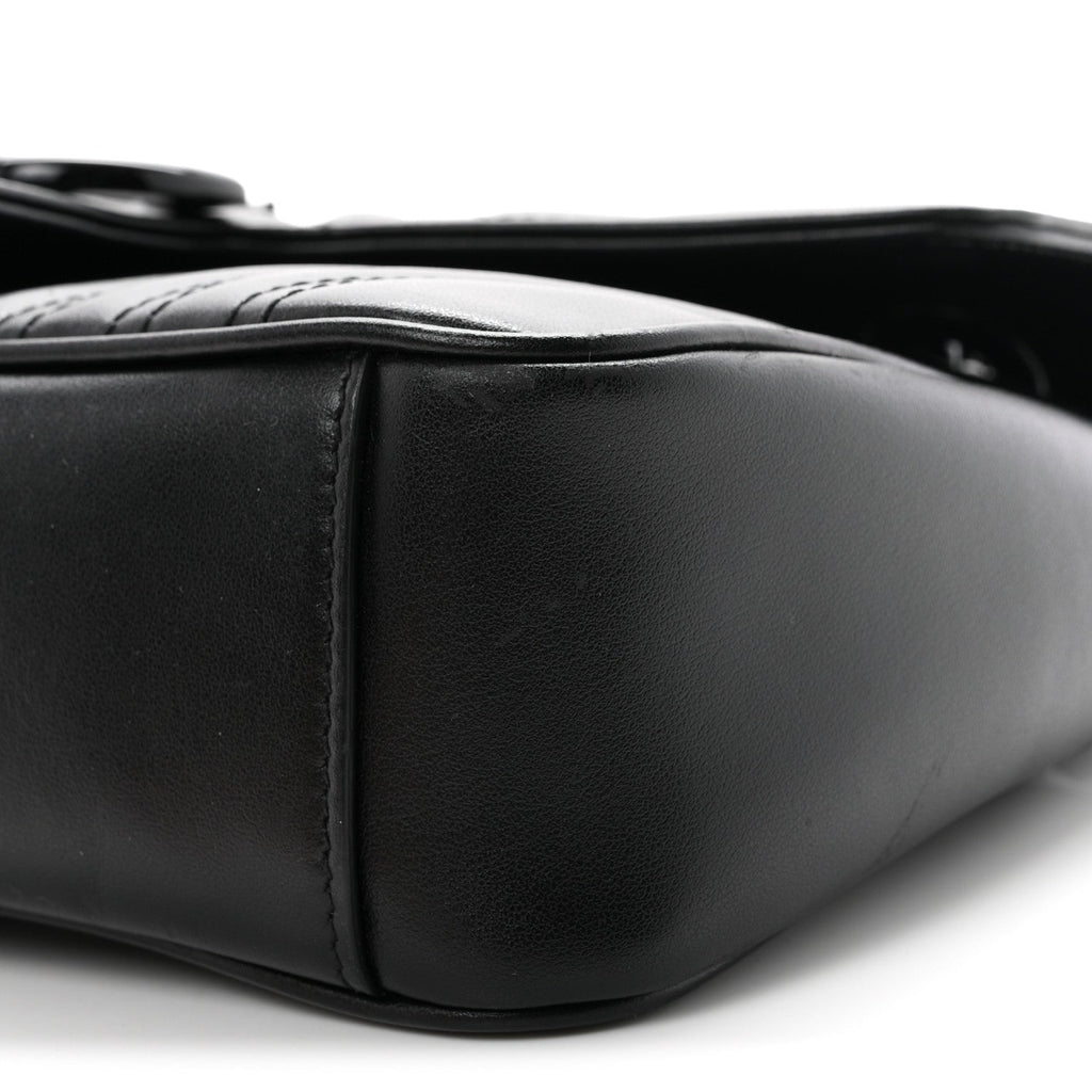 Calfskin Matelasse Monochrome Small GG Marmont Shoulder Bag Black
