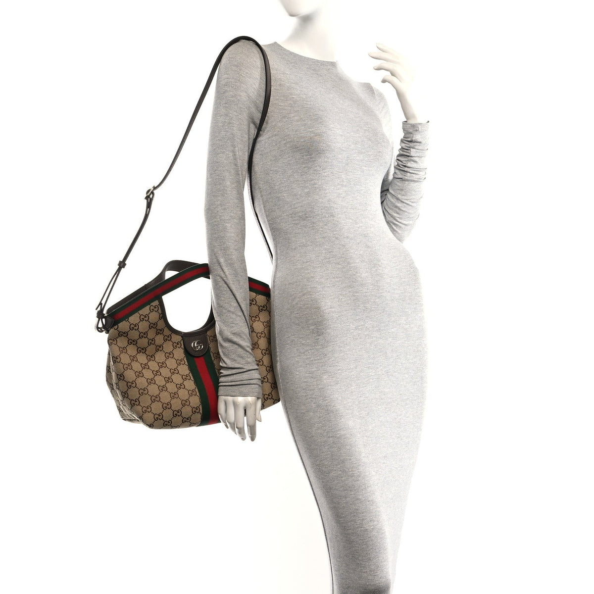 Monogram Web Small Giglio Tote Beige Dark Brown