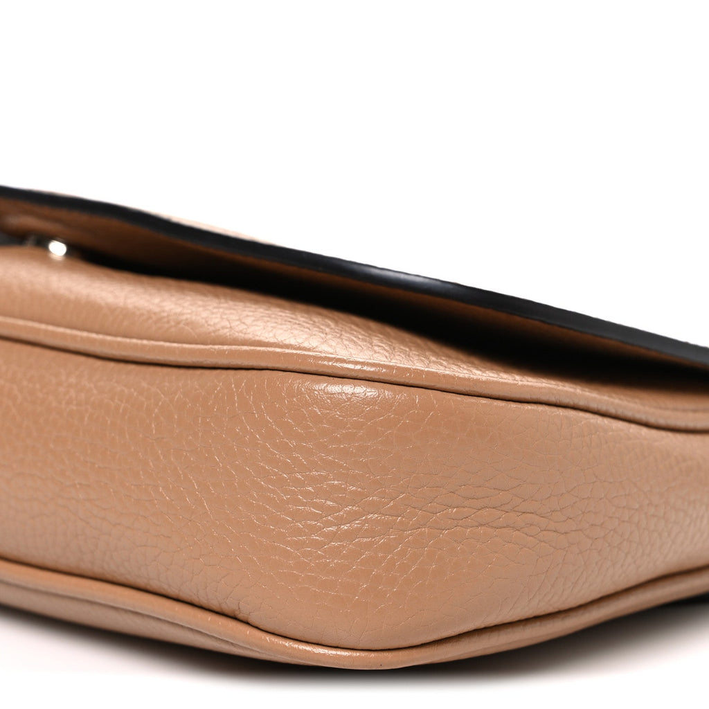 Pebbled Calfskin Medium Soho Flap Crossbody Camelia