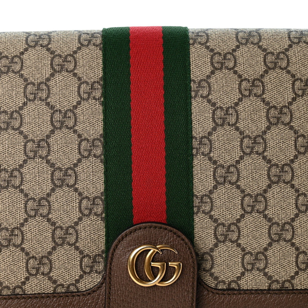 GG Supreme Monogram Web Ophidia Flap Messenger Bag  Beige New Acero