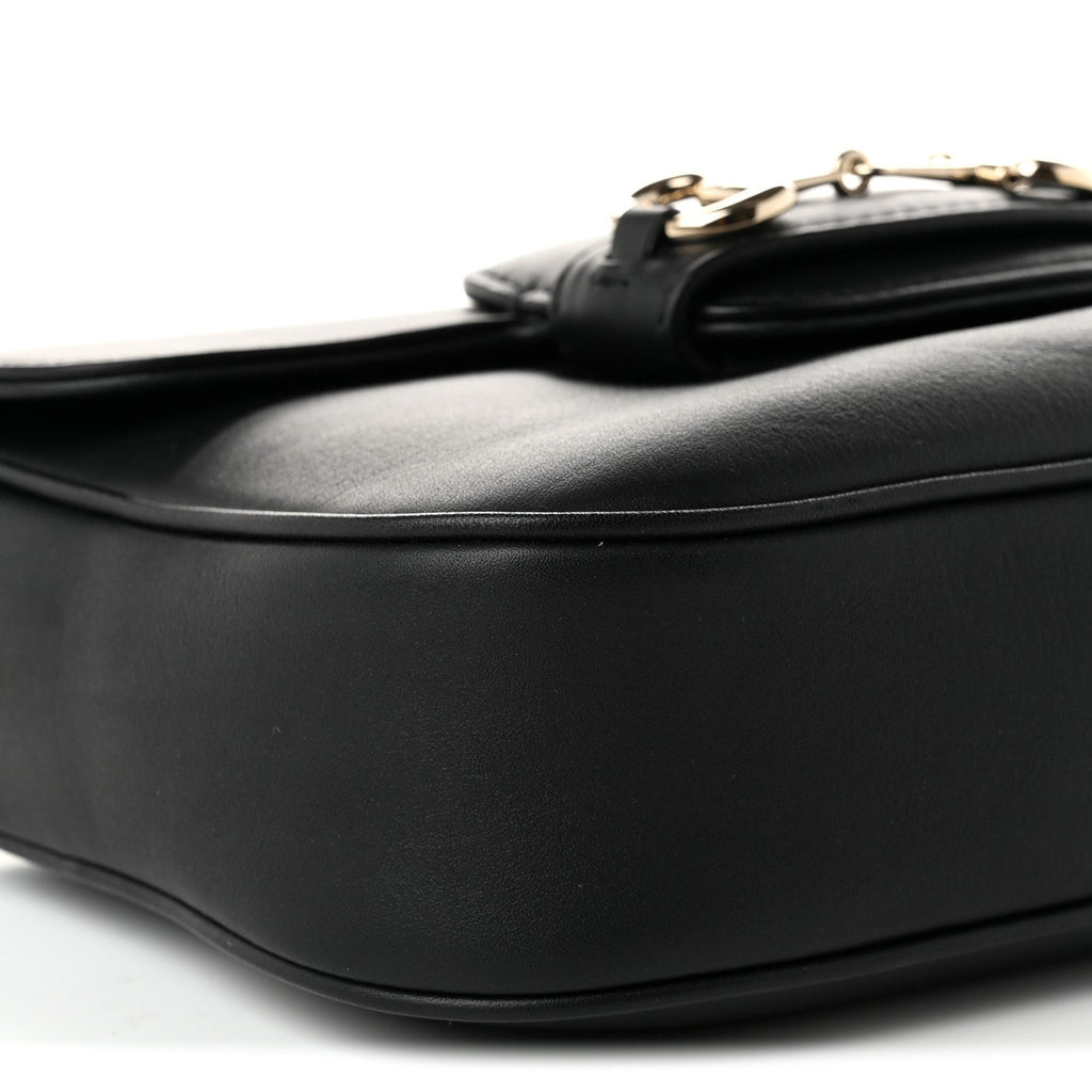 Arabella Calfskin Horsebit 1955 Soft Small Shoulder Bag Black