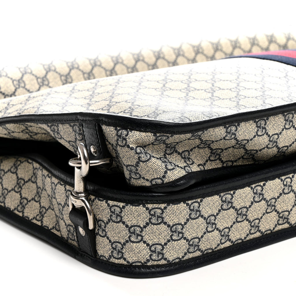 GG Supreme Monogram Web Savoy Garment Bag Beige Blue