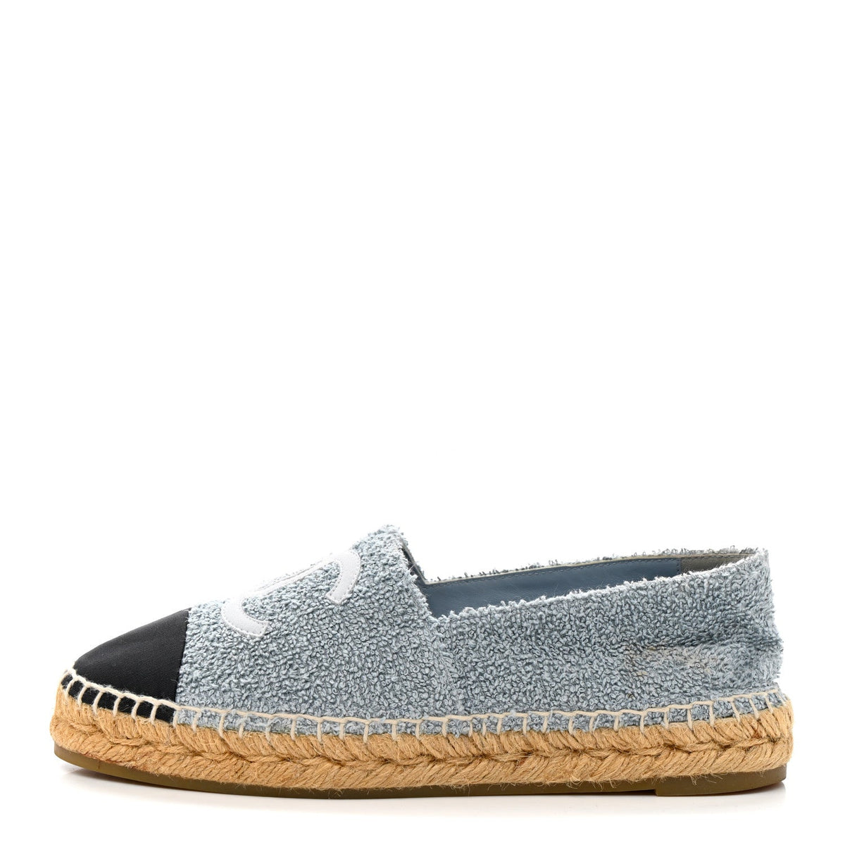 Fabric Grosgrain CC Espadrilles 38 Blue Light Gray Black
